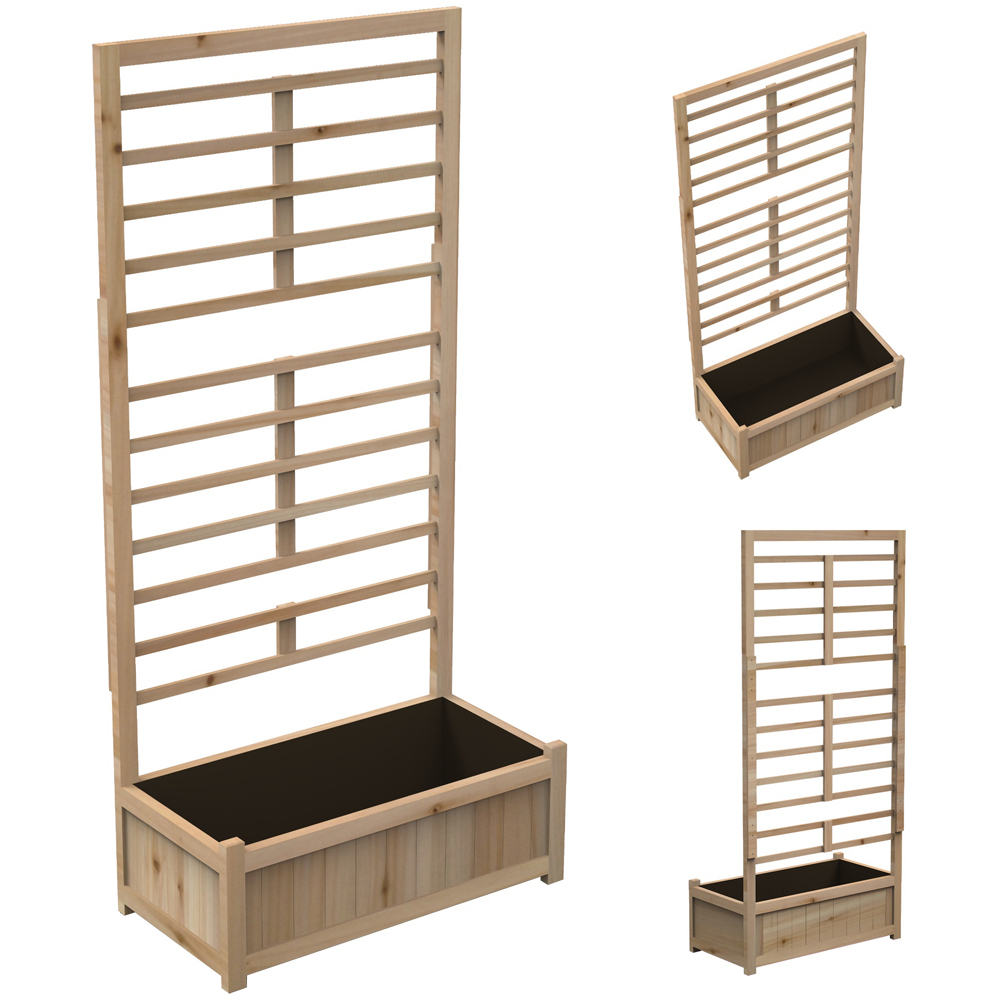 Garden Gear Natural Raised Wooden Planter with Climber Trellis Image 2