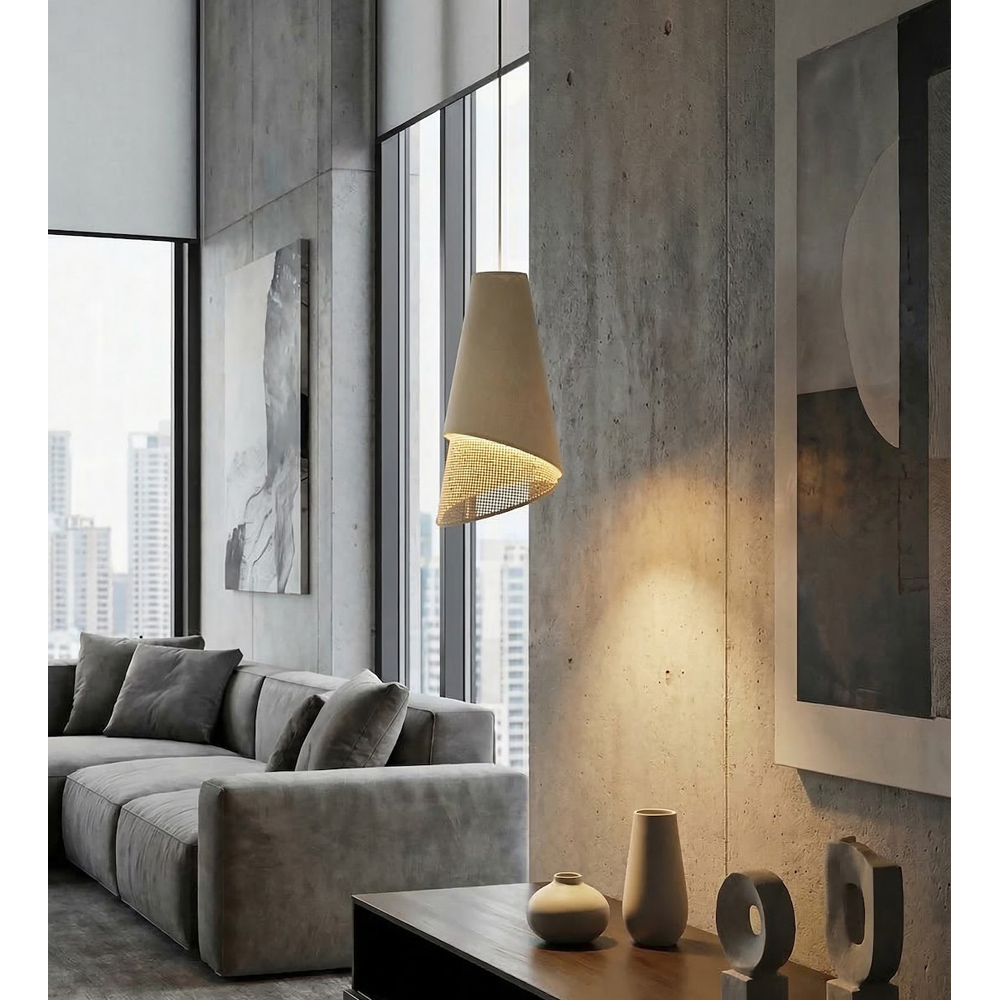 Emibig Moda Beige and Rattan E27 Ceiling Pendant Light Image 4