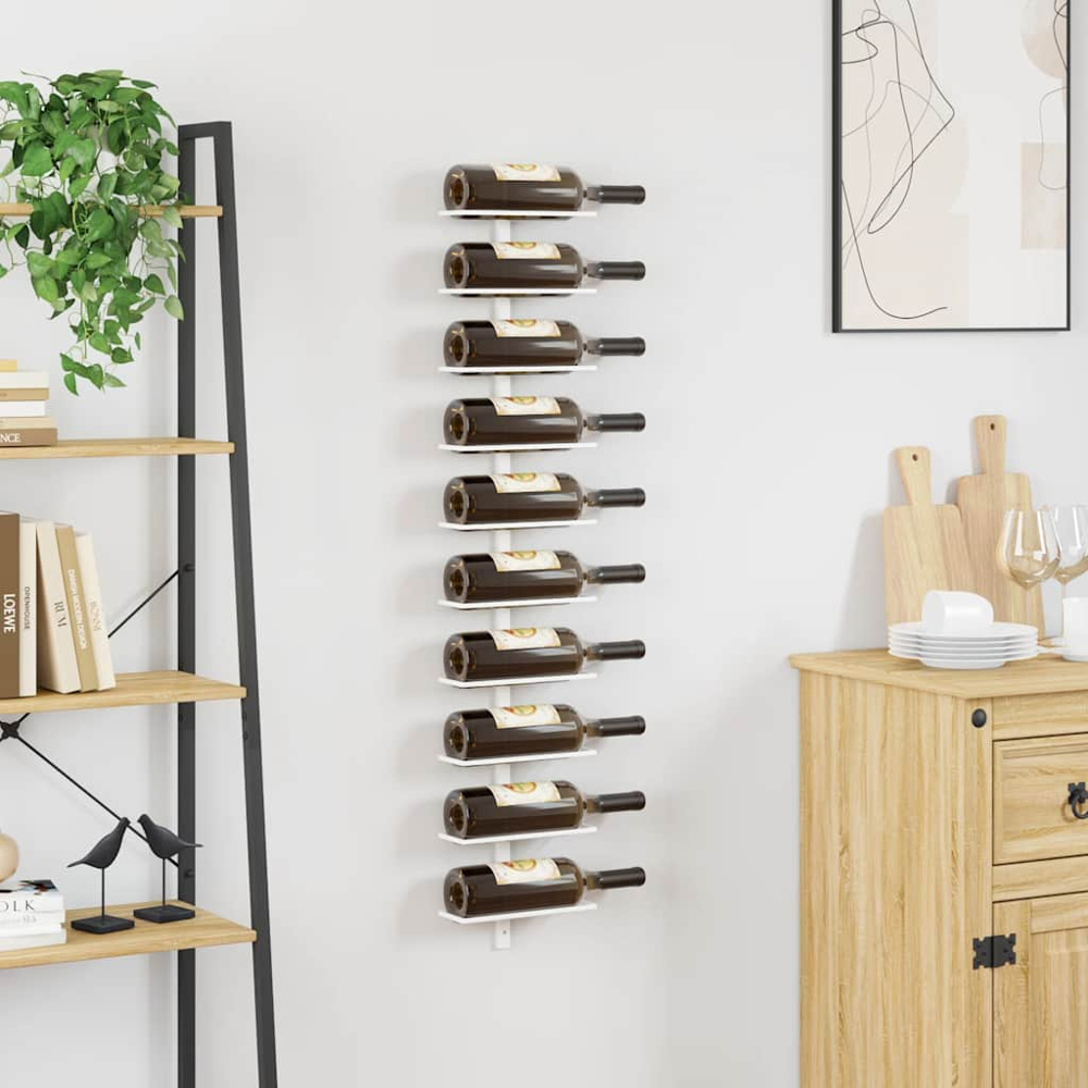 vidaXL 10 Bottle White Wall Mounted Wine Rack Image 2