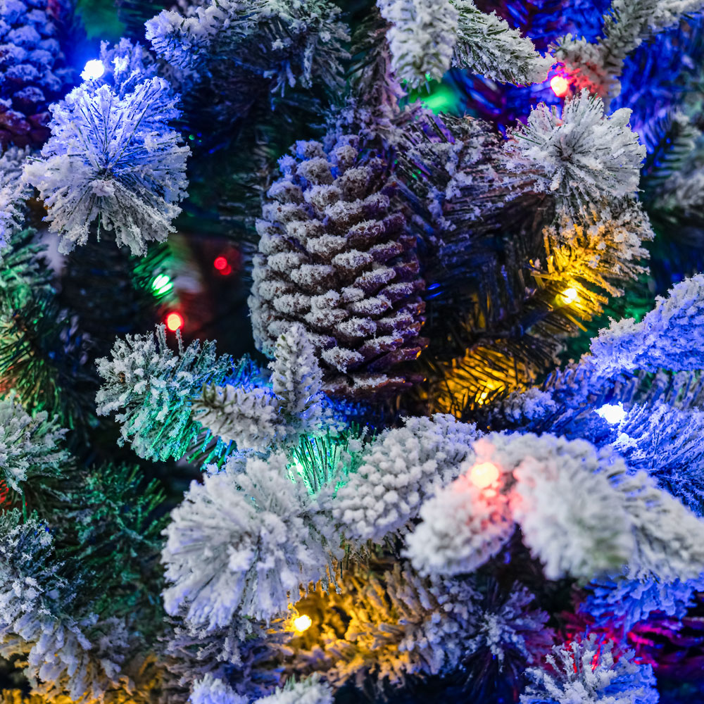 The Christmas Centre Kensington Multicolour LED Pre-Lit Frosted Fir Artificial Xmas Tree 7.5ft Image 5
