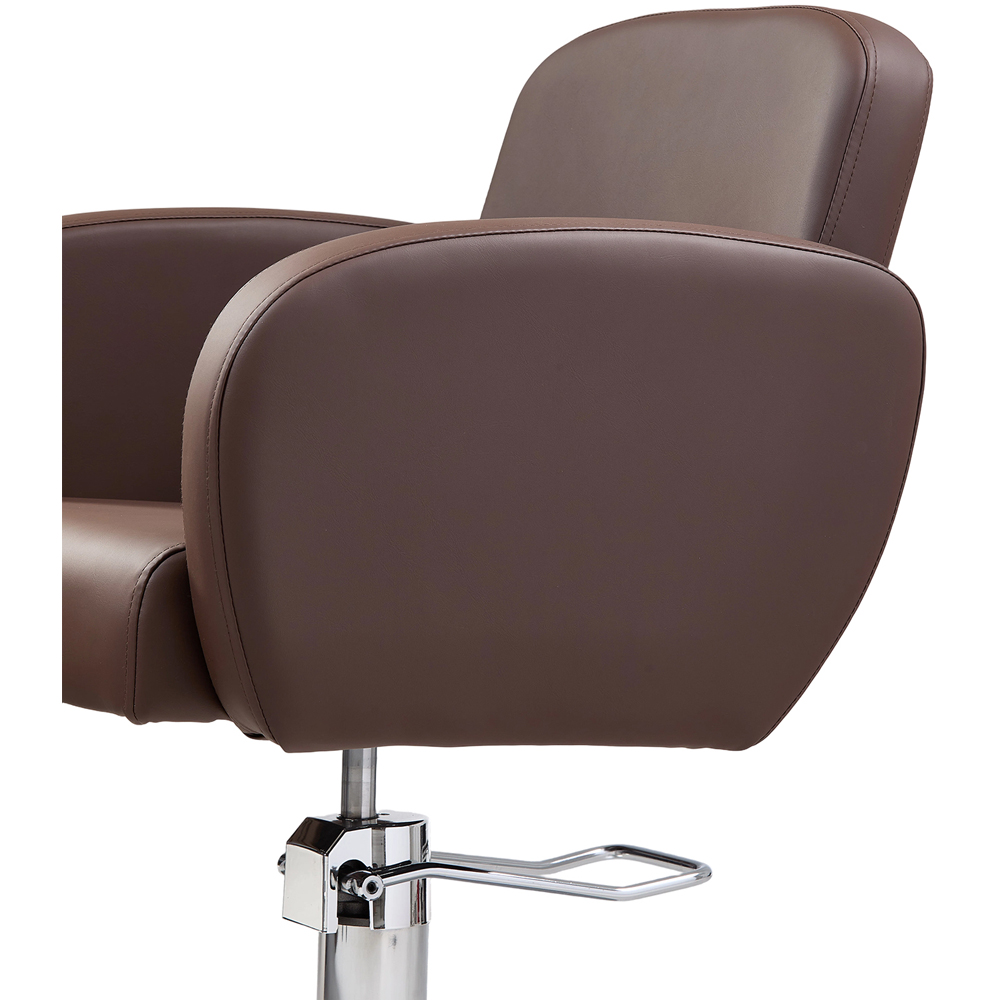 Living and Home Brown and Silver Barber Chair with Hydraulic Lift and Footrest Image 4