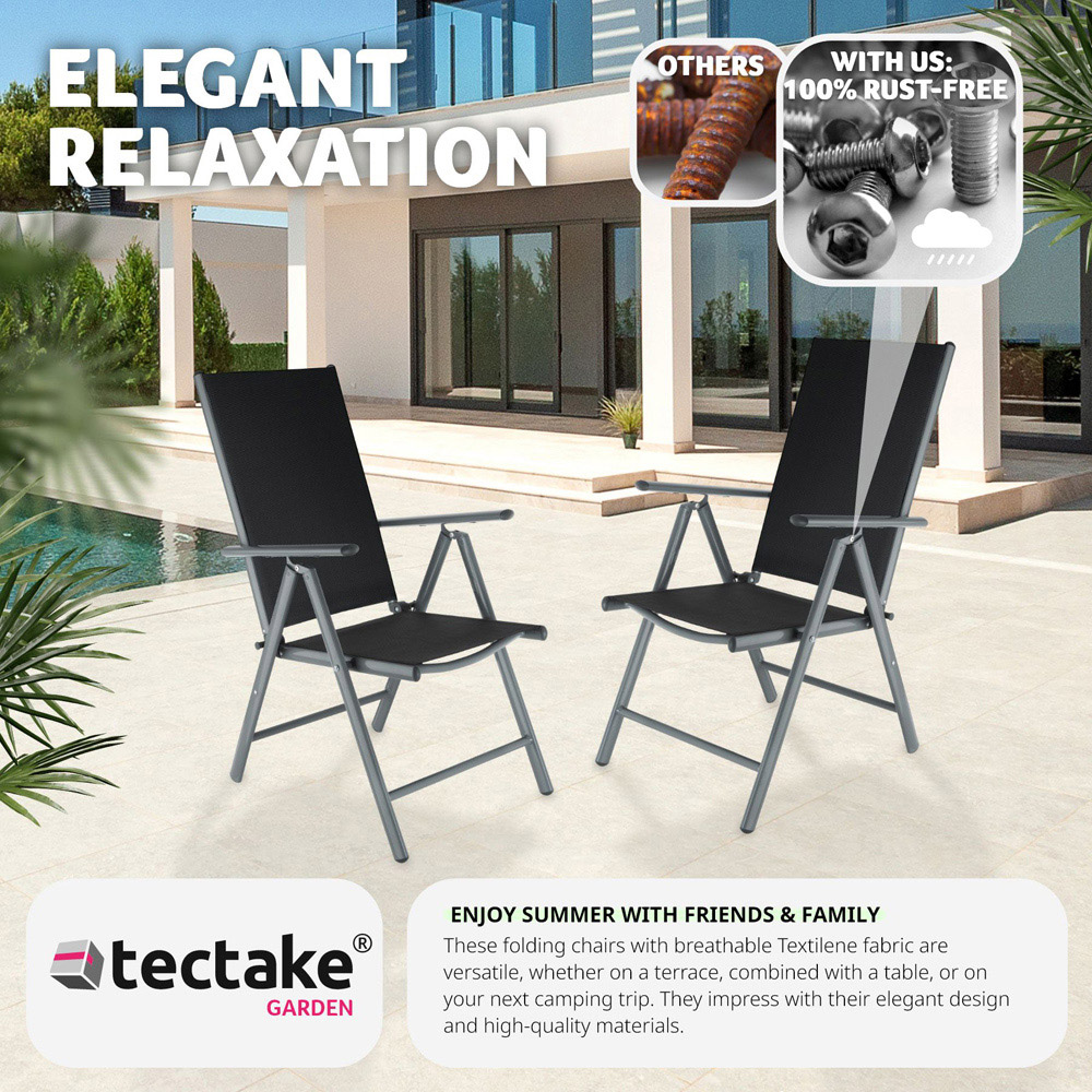 tectake Marilena 2 Piece Anthracite Adjustable Garden Chair Set Image 3