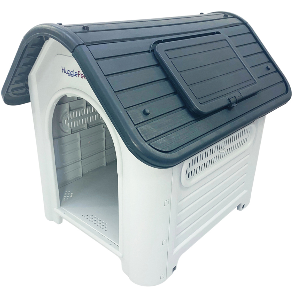 HugglePets Grey Plastic Premium Large Roof Dog Kennel Image 1