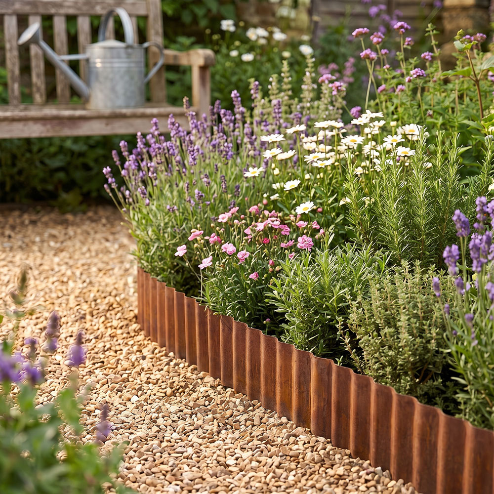 Living and Home 6m x 15.5cm Brown Metal Corrugated Flexible Garden Edging Image 3