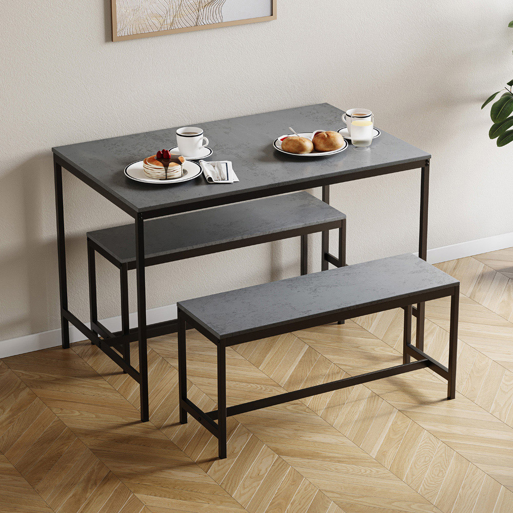 VIDA DESIGNS Roslyn 4 Seater Metal Frame Dining Bench Set Concrete Grey Image 3