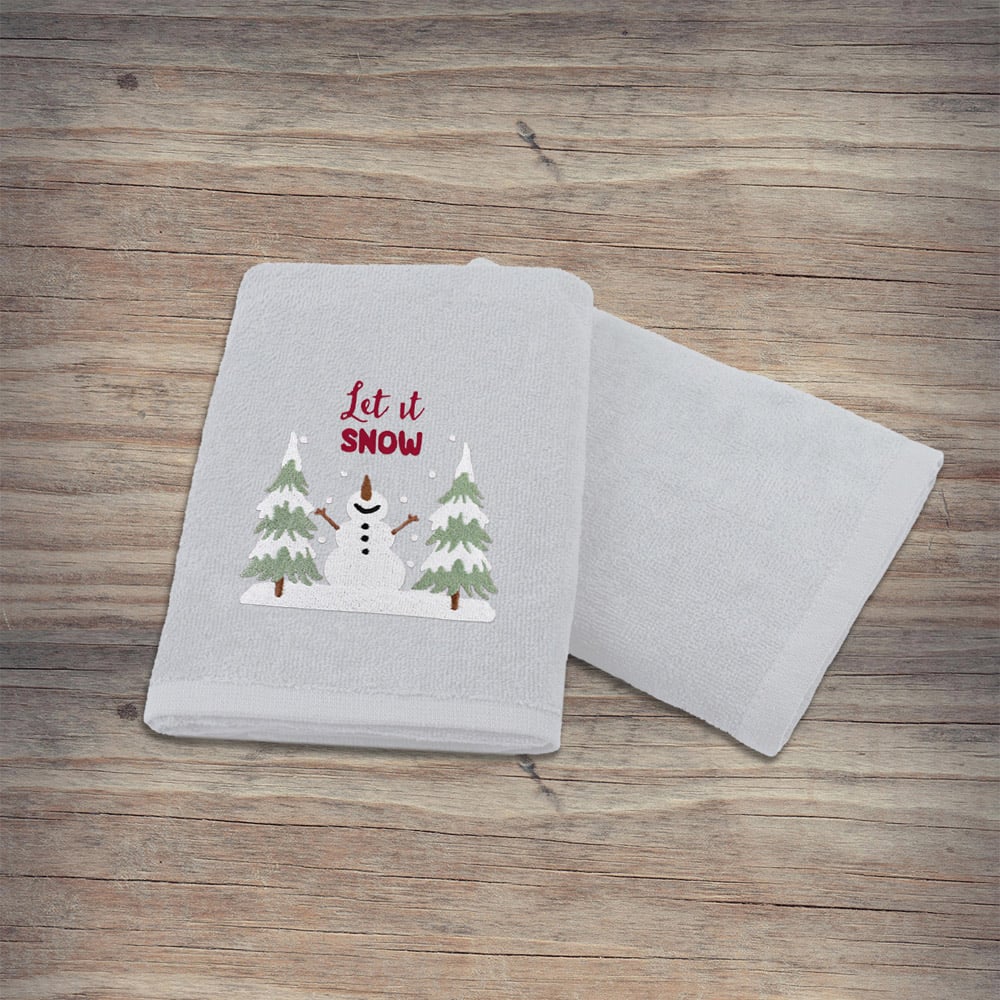 Noel Square Let It Snow White Hand Towel 2 Pack Image 5