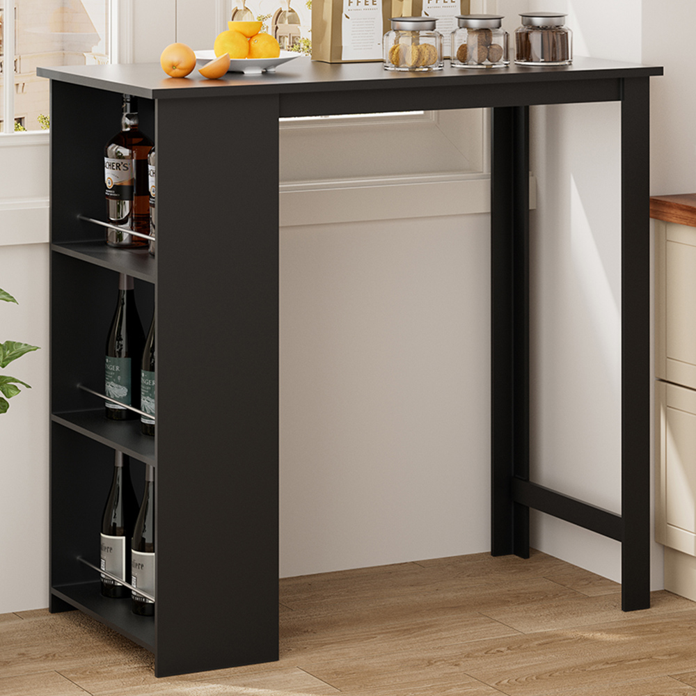 Living and Home Black Storage Bar Table Image 1