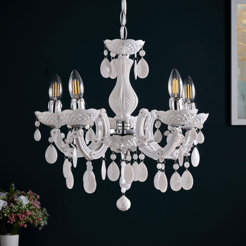 Inlight Marie Therese 5 Light White Chandelier Image 2