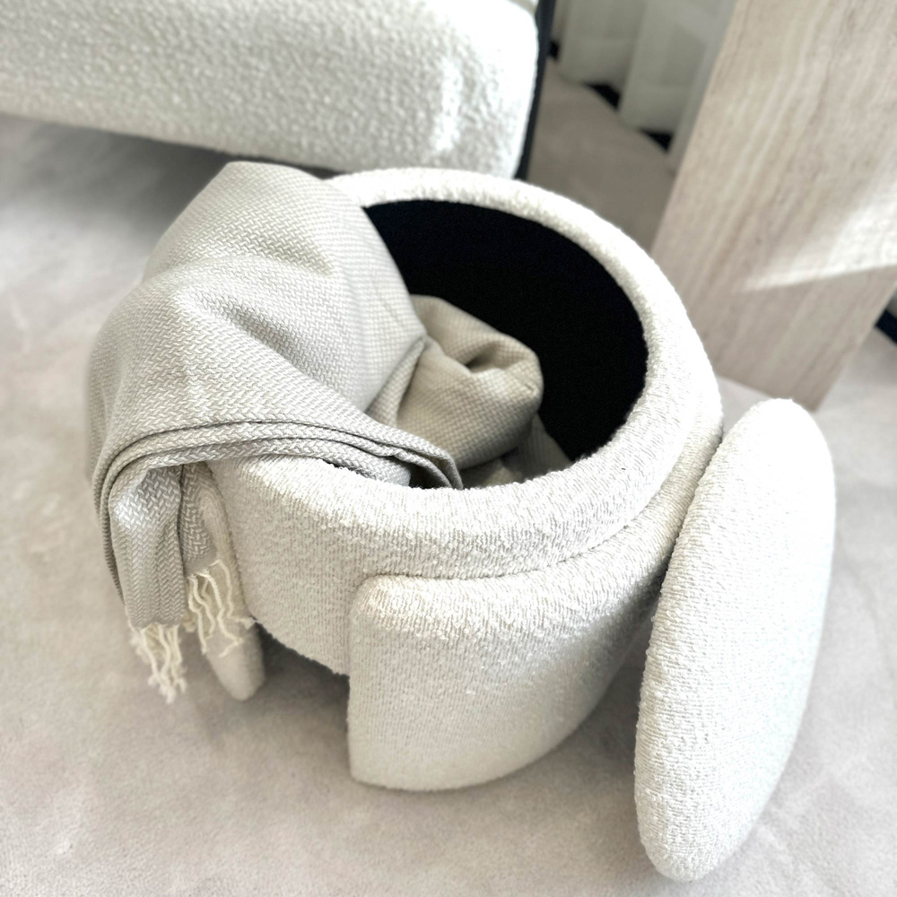 CARME Home Mabel Ivory Bouclé Storage Stool Image 4