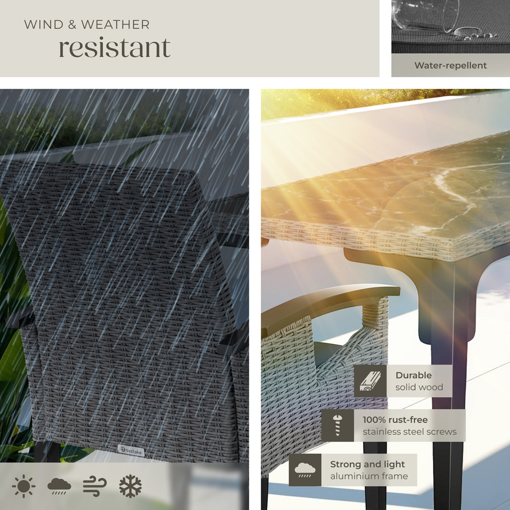 tectake Foggia Rosarno 6 Seater Rattan Garden Dining Set Grey Image 7