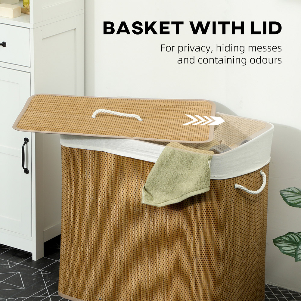 HOMCOM Brown Laundry Basket with Lid 144L Image 8