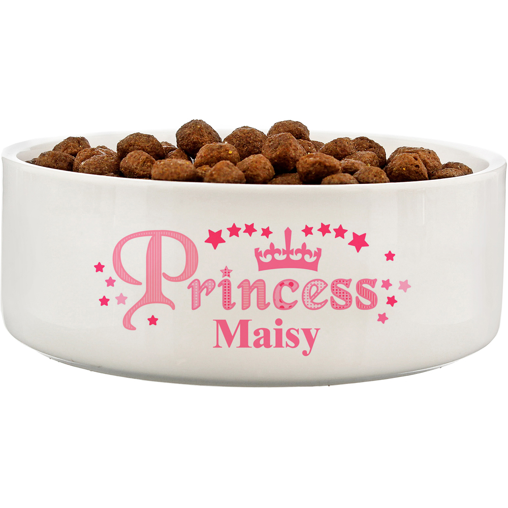 Personalised Memento Princess Medium White Pet Bowl 14cm Image 1