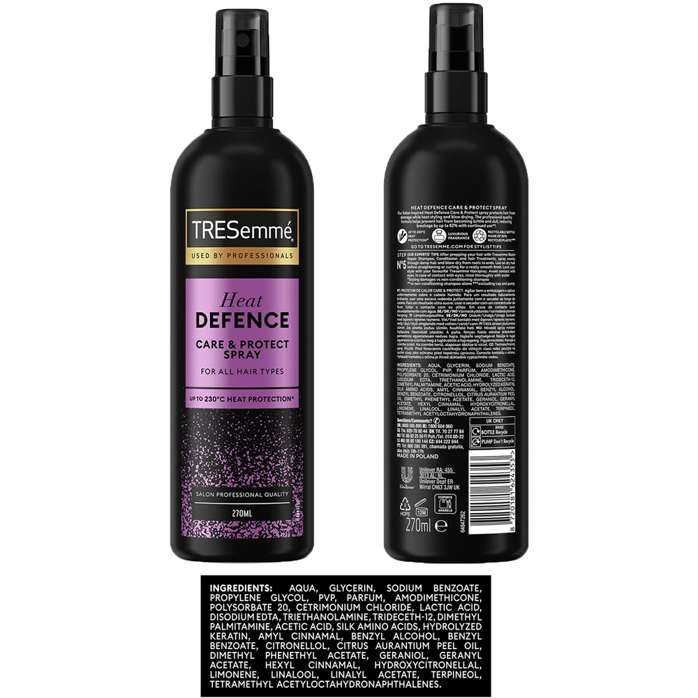 Tresemme Heat Defence Care and Protect All Hair Types Hair Spray 270ml 3 Pack Image 4