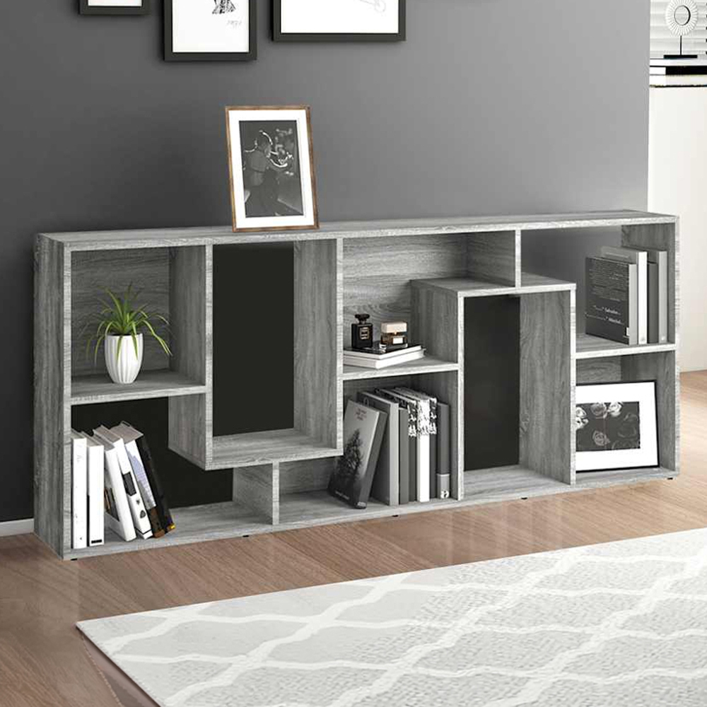 vidaXL 8 Shelf Grey Sonoma Bookcase Image 1