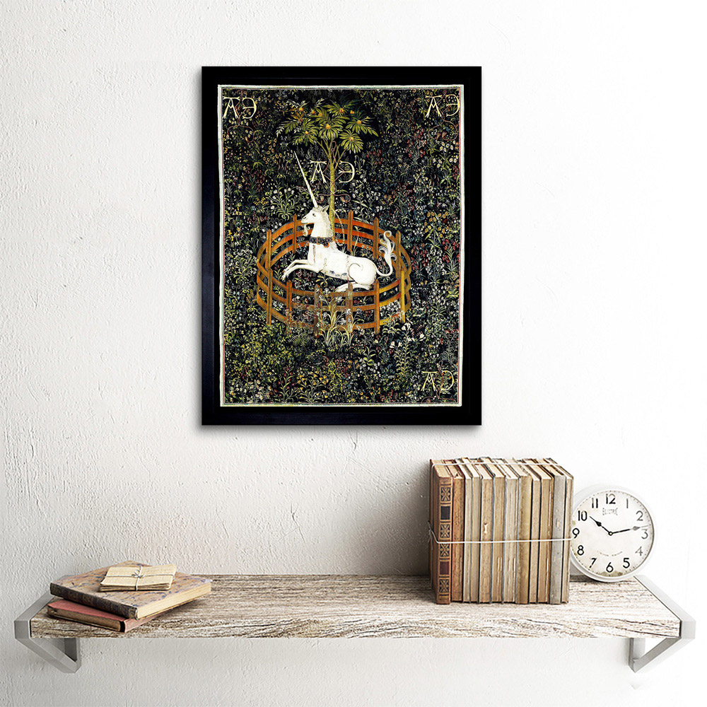 Wee Blue Coo Medieval Tapestry Unknown Hunt Unicorn Captivity Framed Wall Art Print 30 x 41cm Image 2