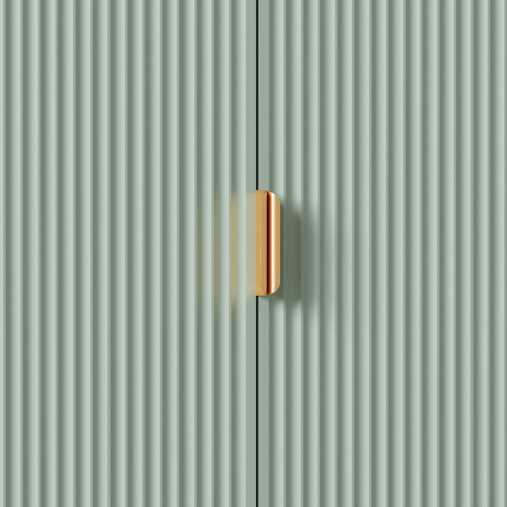 FurnitureHMD 2 Door Single Drawer Green Wave Pattern Wardrobe with Hanging Rail Image 5