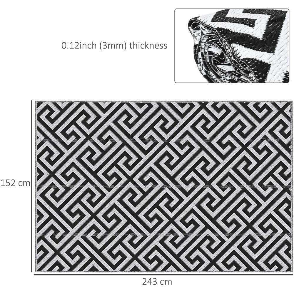 Outsunny Black and White Reversible Outdoor Rug 152 x 243cm Image 7