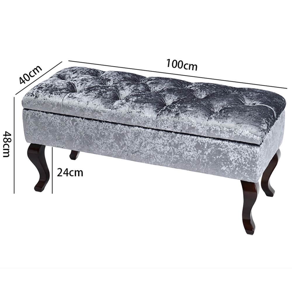 H&O Direct Ice Velvet Upholstered Storage Bench Image 5