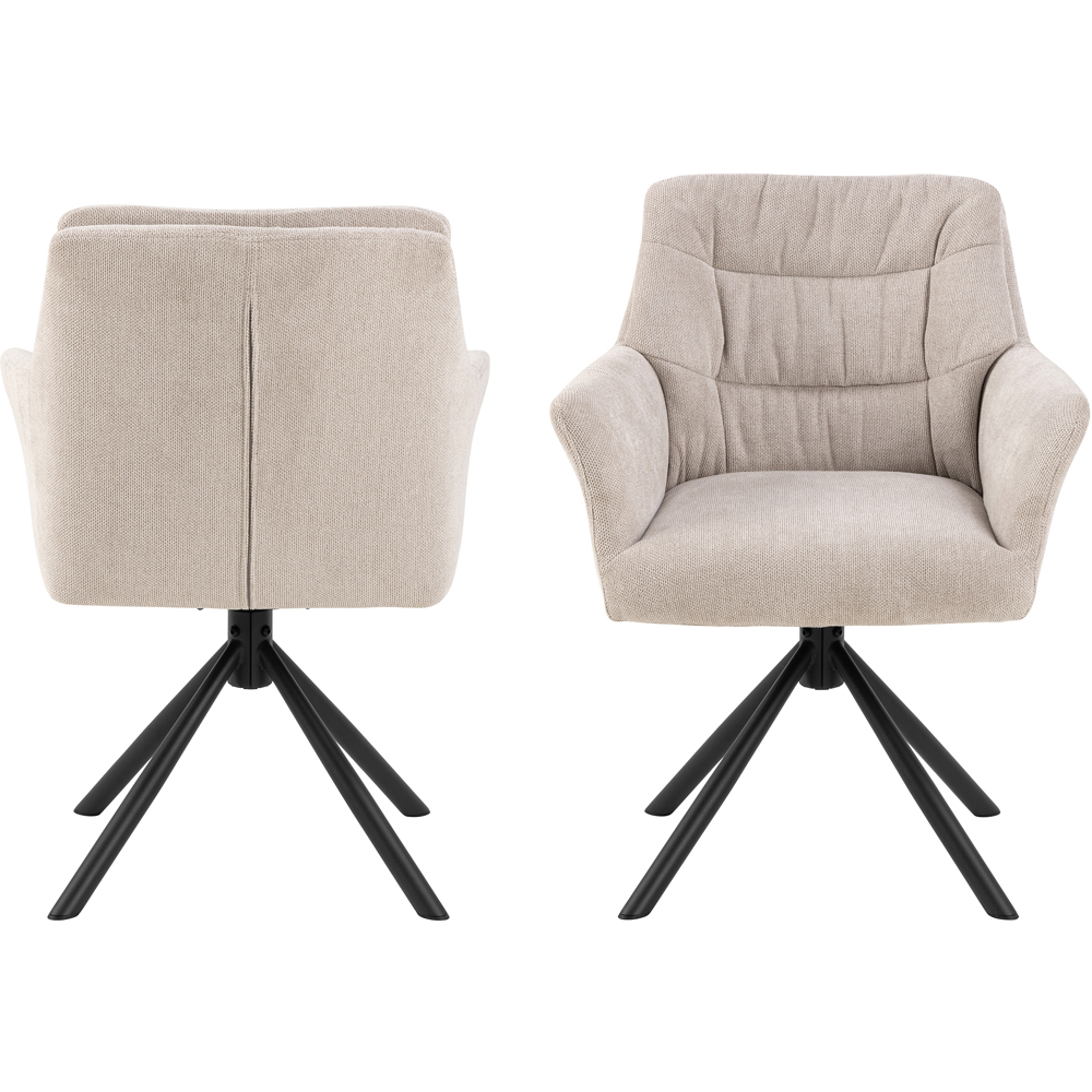 Florence Alonso Cream Swivel Dining Chair with Armrest Set of 2 Image 3