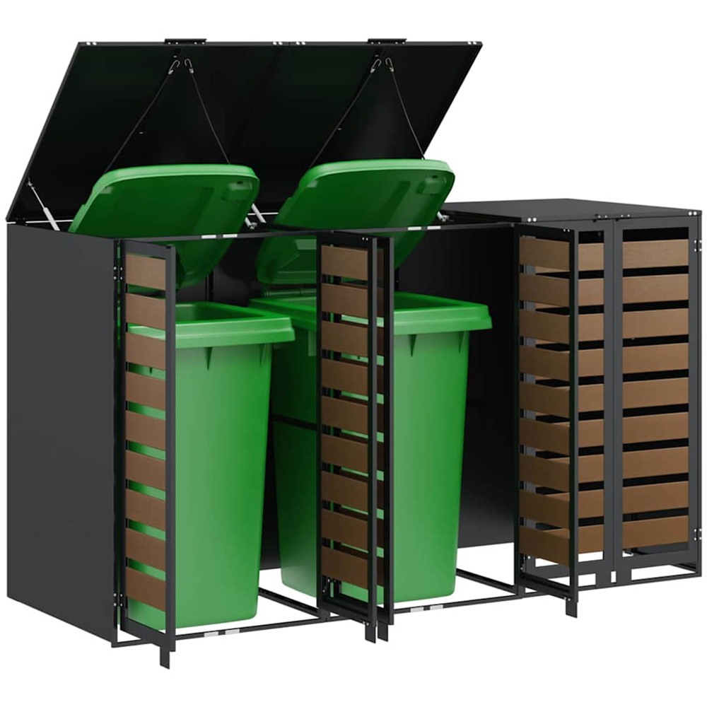 vidaXL Anthracite 3 Wheelie Bin Storage Shed with HDPE Door Image 3