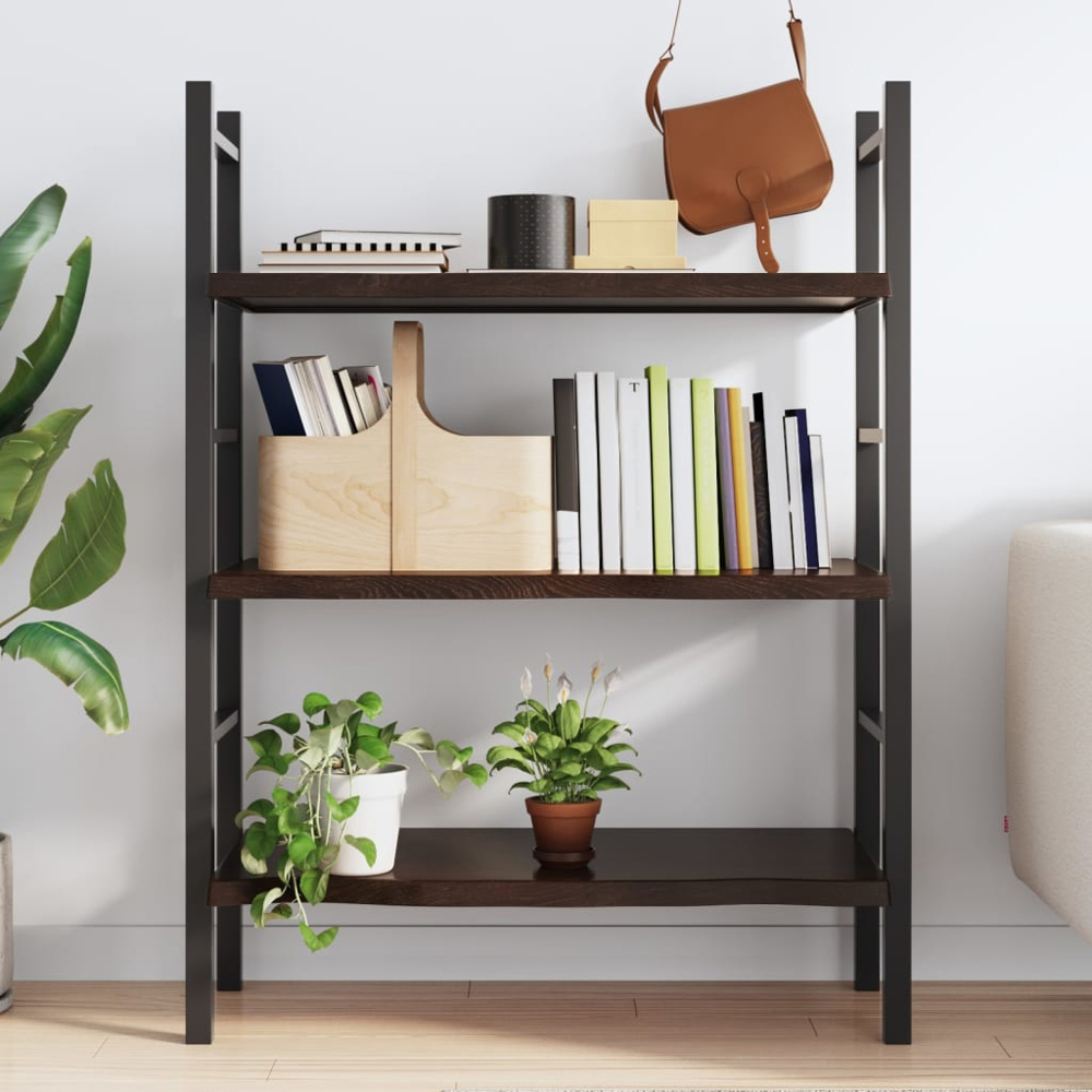 vidaXL 100 x 50 x 4cm Dark Brown Treated Solid Wood Oak Wall Shelf Image 2
