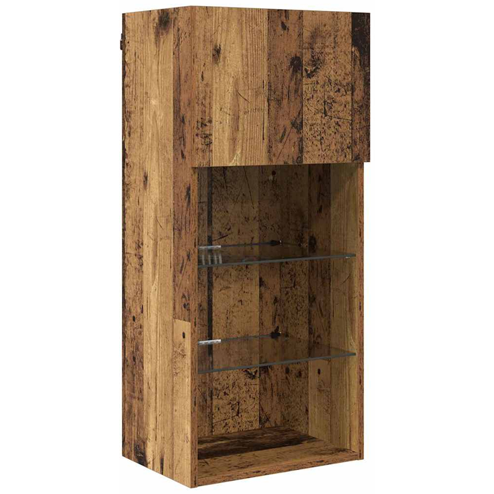 vidaXL Single Door 3 Shelf Old Wood Wide Wall Mounted LED TV Unit Set of 2 Image 6
