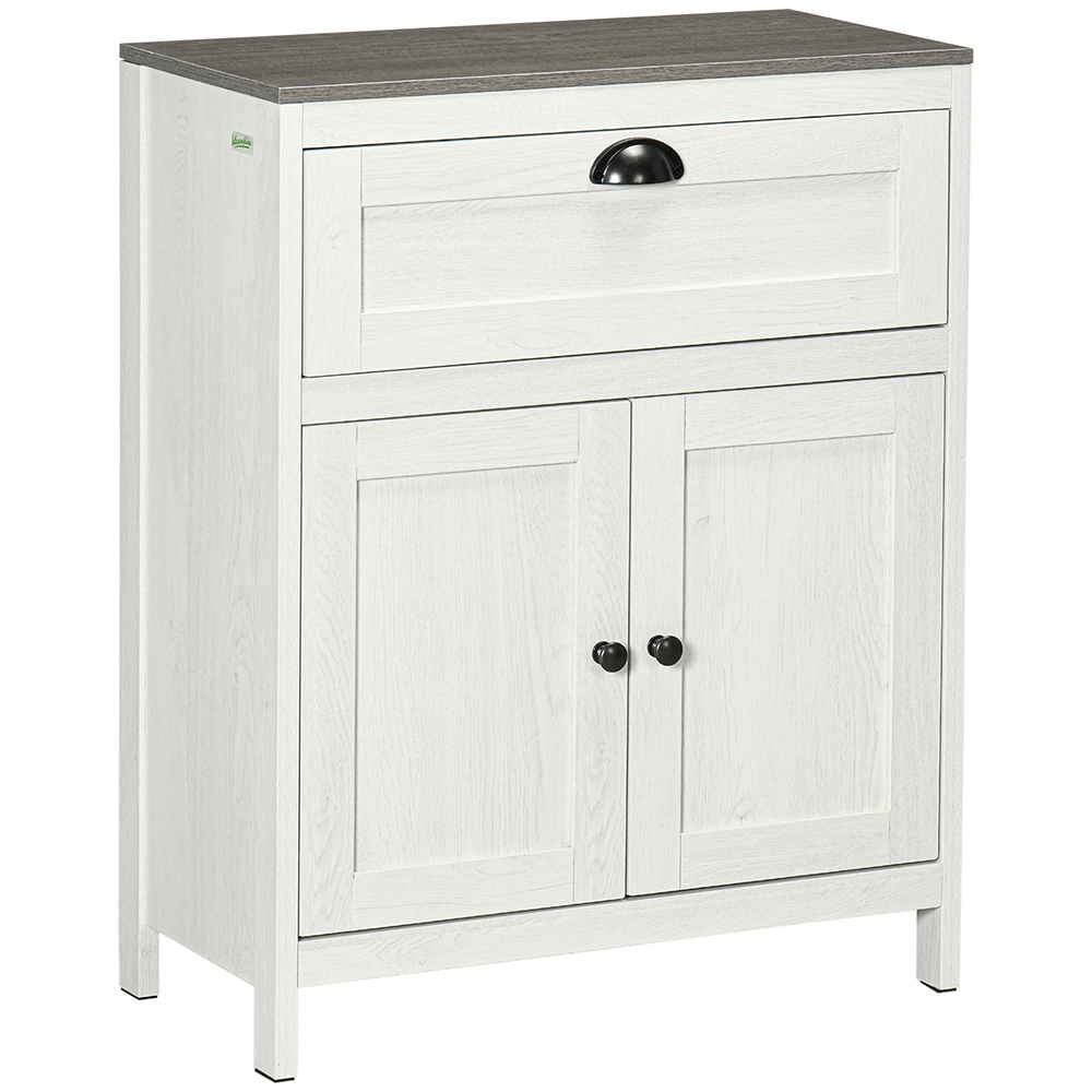 Kleankin White Single Drawer Floor Cabinet Image 2