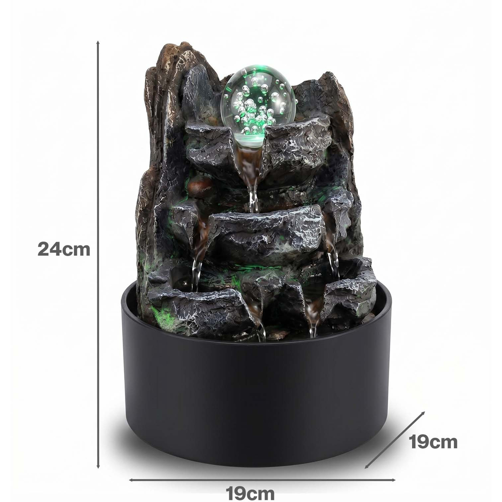 Spector Grey Resin Indoor Water Fountain with Rotating Glass Ball and LED Light Image 9