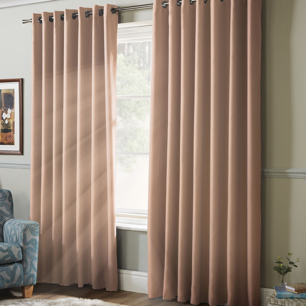 Alan Symonds Essential Pink Plain Ring Top Eyelet Curtains 167 x 183cm Image 2