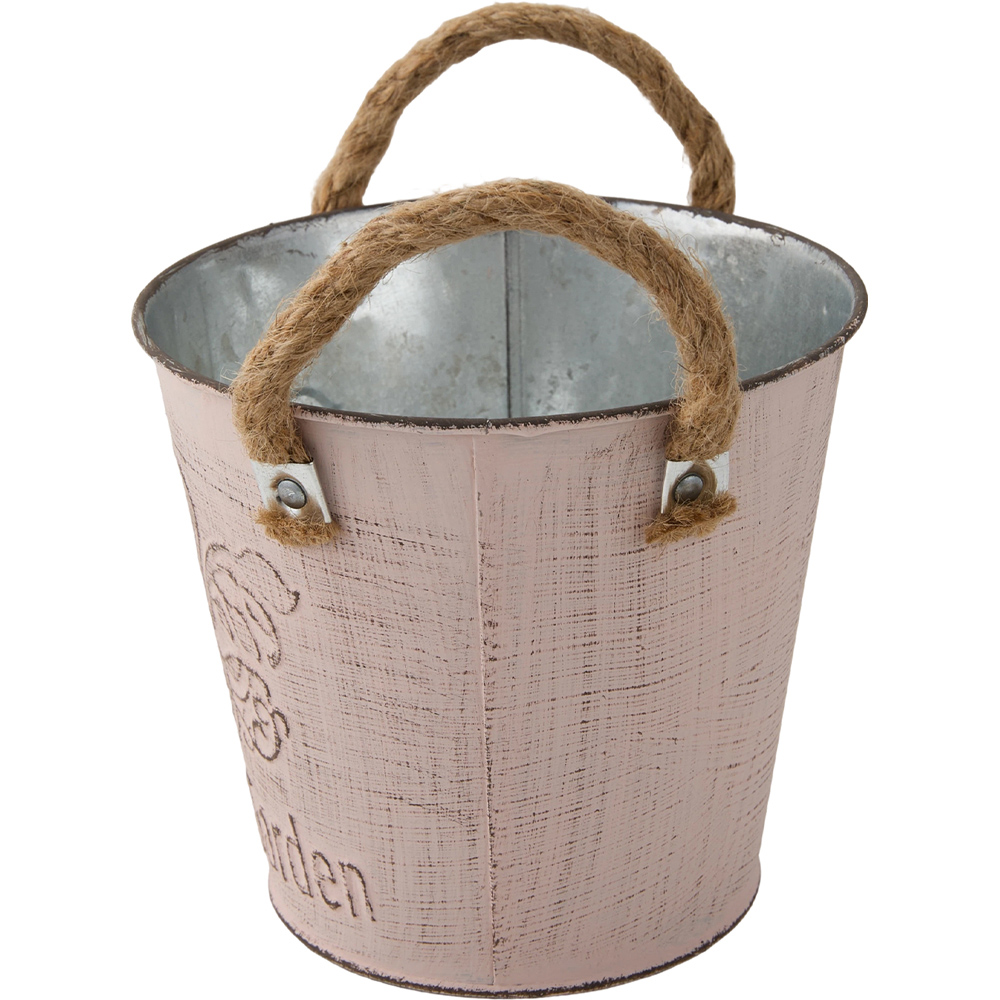 Living and Home Light Pink Vintage Iron Flower Pot with Jute Rope Handles 2 Pack Image 3
