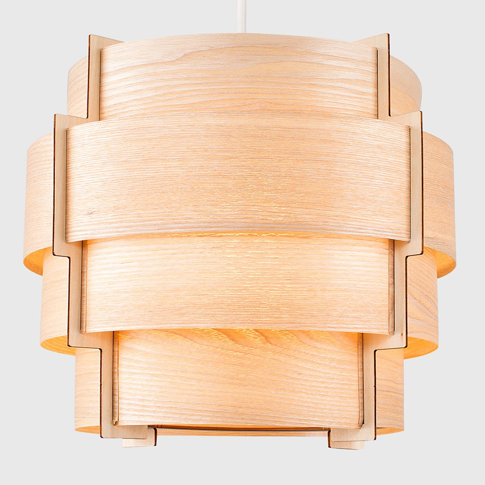 ValueLights Persia Veneer Wood Stepped Lamp Shade Image 3