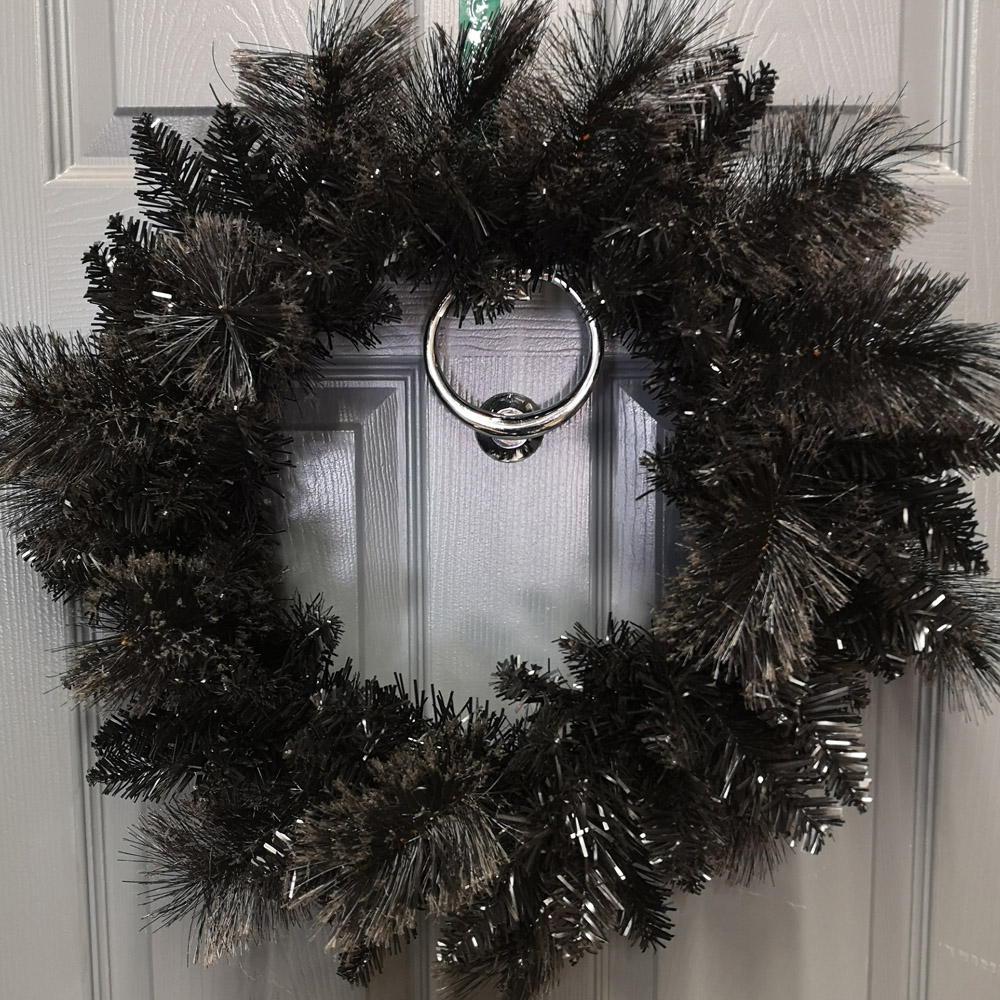 Samuel Alexander Black Plain PVC Tipped Halloween Christmas Wreath Image 2