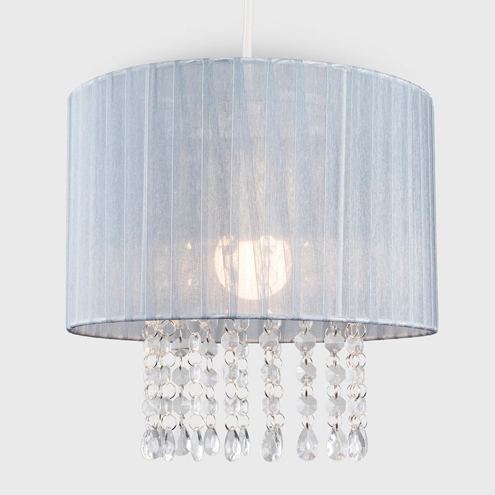 ValueLights Oba Grey with Droplets Ceiling Pendant Lamp Shade Image 3