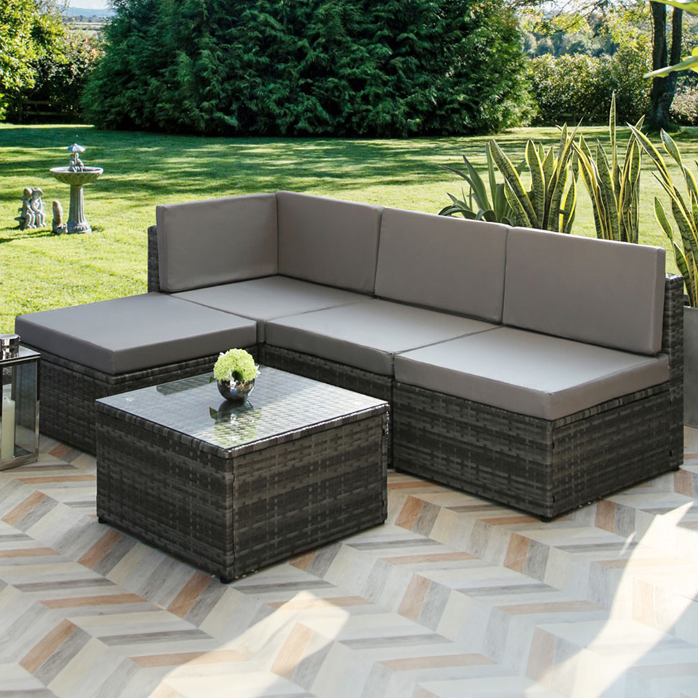 Home Garden Direct 4 Seater Corner Sofa with Coffee Table Grey Image 1