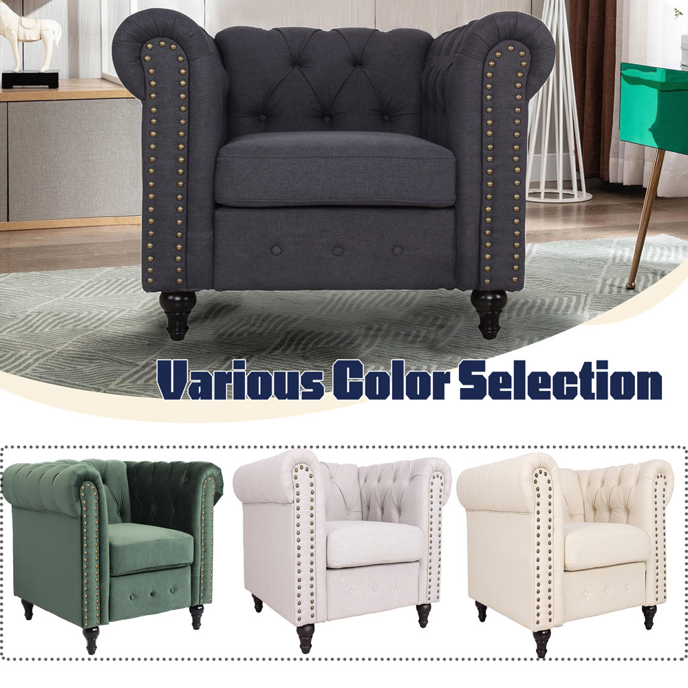 Furniture One Cream Nailhead Trim Upholstered Armchair Image 7