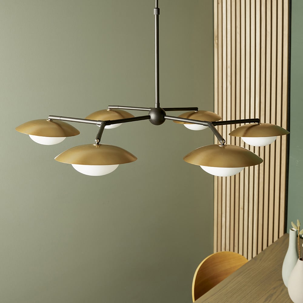 Merano Tivoli Gold and Dark Bronze 6 Light Ceiling Semi Flush Image 7