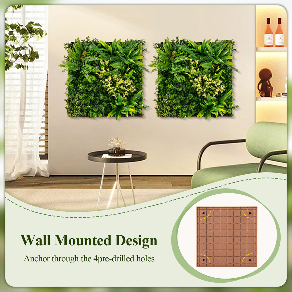 Costway Square Framed 1.6 x 1.6ft Artificial Foliage Wall Art 2 Pack Image 6