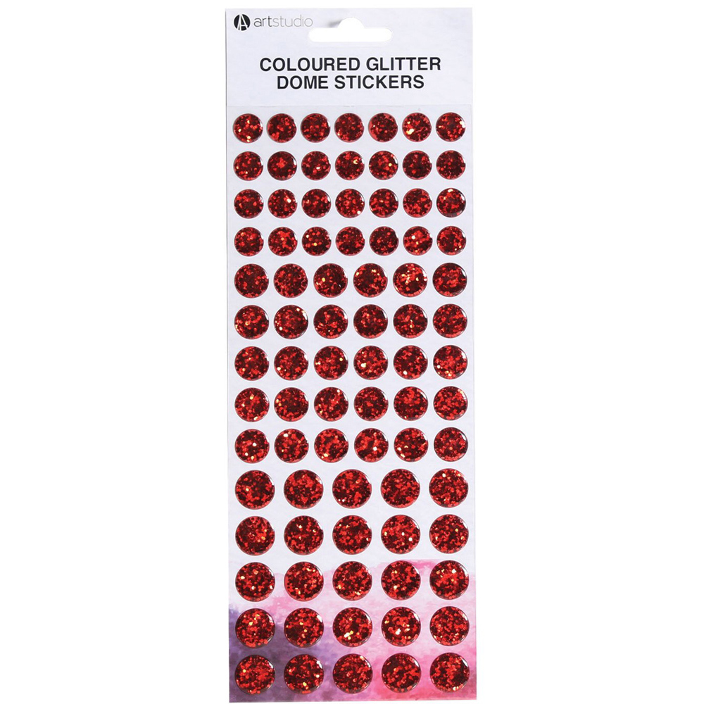 Art Studio Glitter Dome Stickers - Blue/Pink/Red Image 3