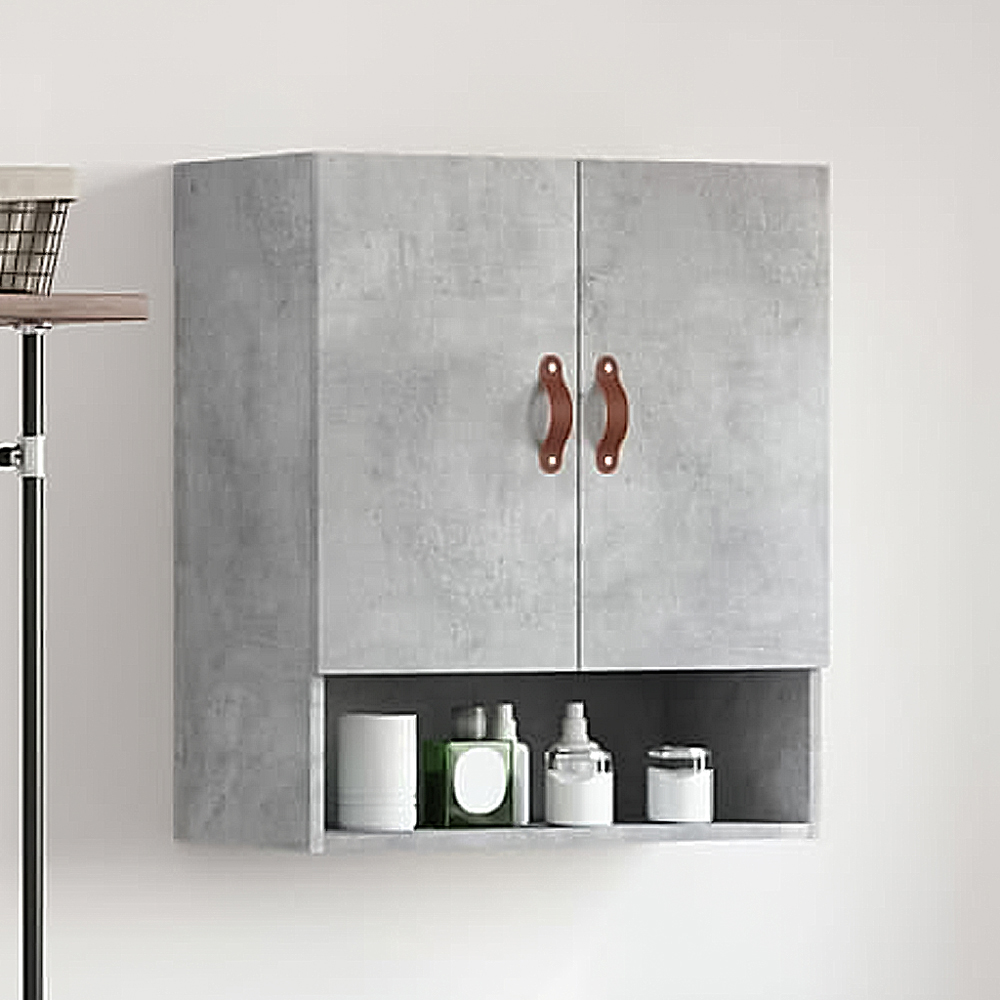 vidaXL 2 Door Single Shelf Concrete Grey Wall Cabinet Image 1