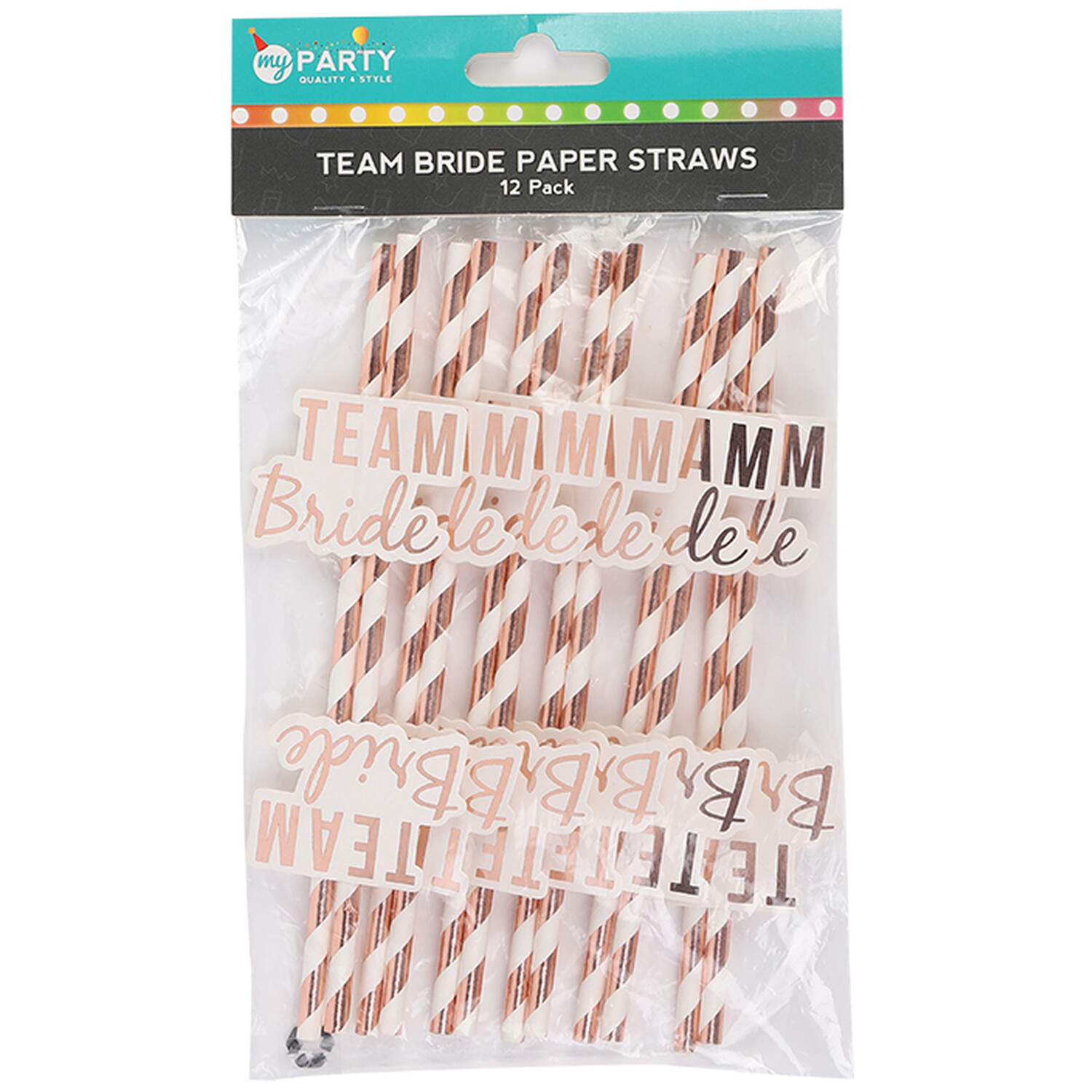 My Party Team Bride Paper Straws 12 Pack Image