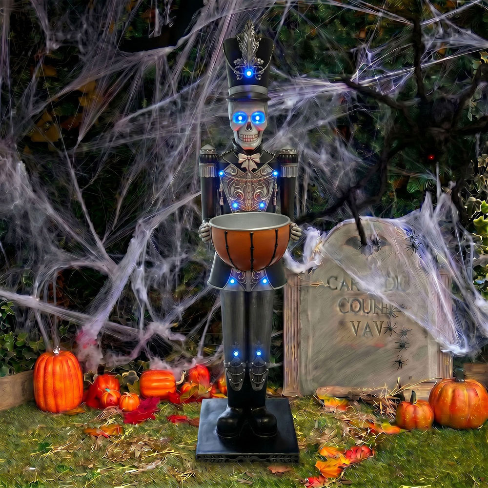 wilko Multicolour LED Halloween Skeleton Nutcracker with Bowl 4ft Image 2