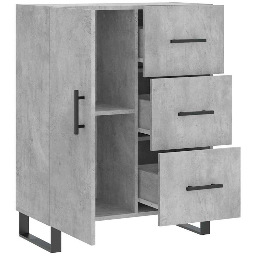 vidaXL Single Door 3 Drawer Concrete Grey Sideboard Image 6