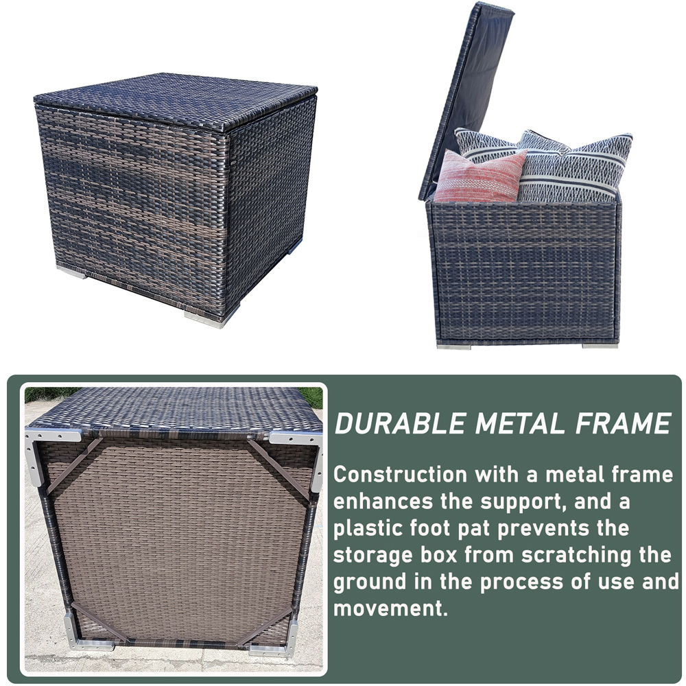Furniture One Brown Rattan Garden Storage Box with Lid 330L Image 9