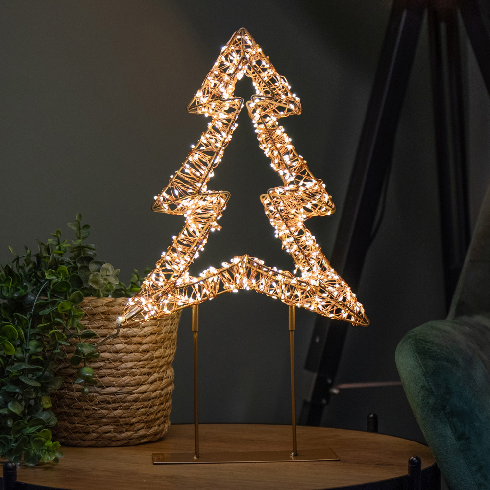 Samuel Alexander 720 Warm White LED Rose Gold Light Up Christmas Tree on Metal Stand 45cm Image 1