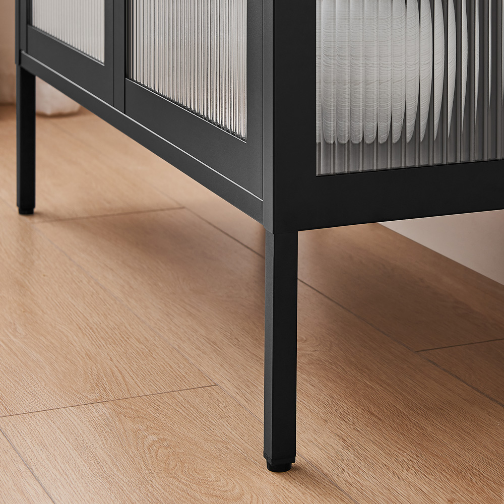 Furniturebox Jaya 2 Door Black Metal Display Cabinet Image 4