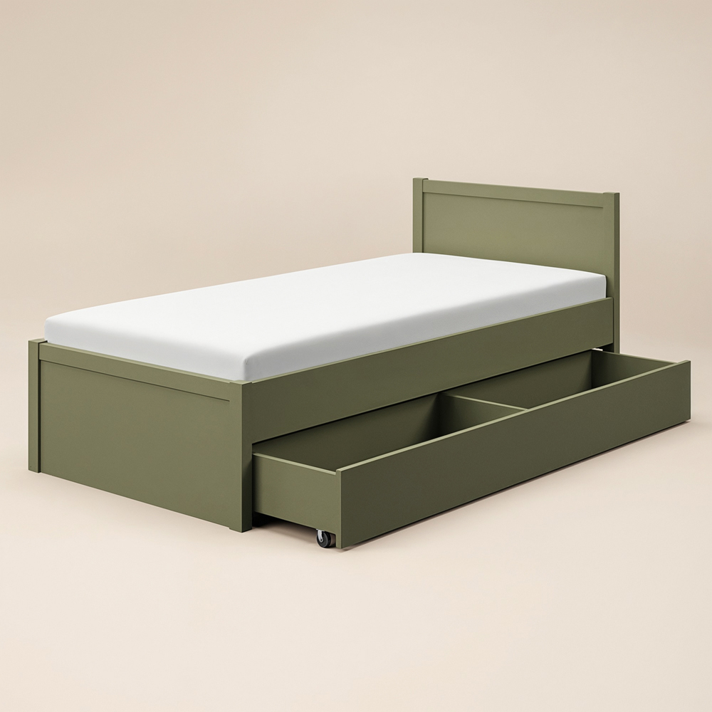 Flair Oli Single Olive Green 2 Drawer Storage Bed Image 3