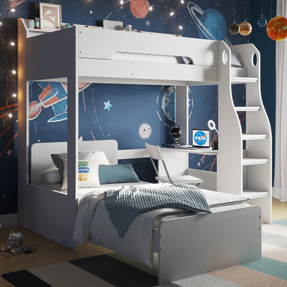 Flair Cosmic White Wooden L Shaped Bunk Bed Image 1