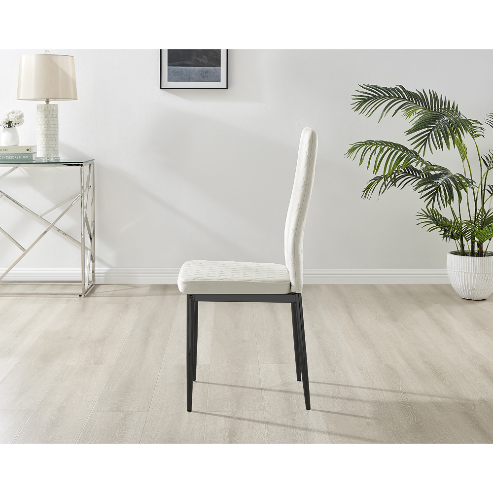 Furniturebox Arona 4 Seater Round Dining Set Cream and Black Image 7