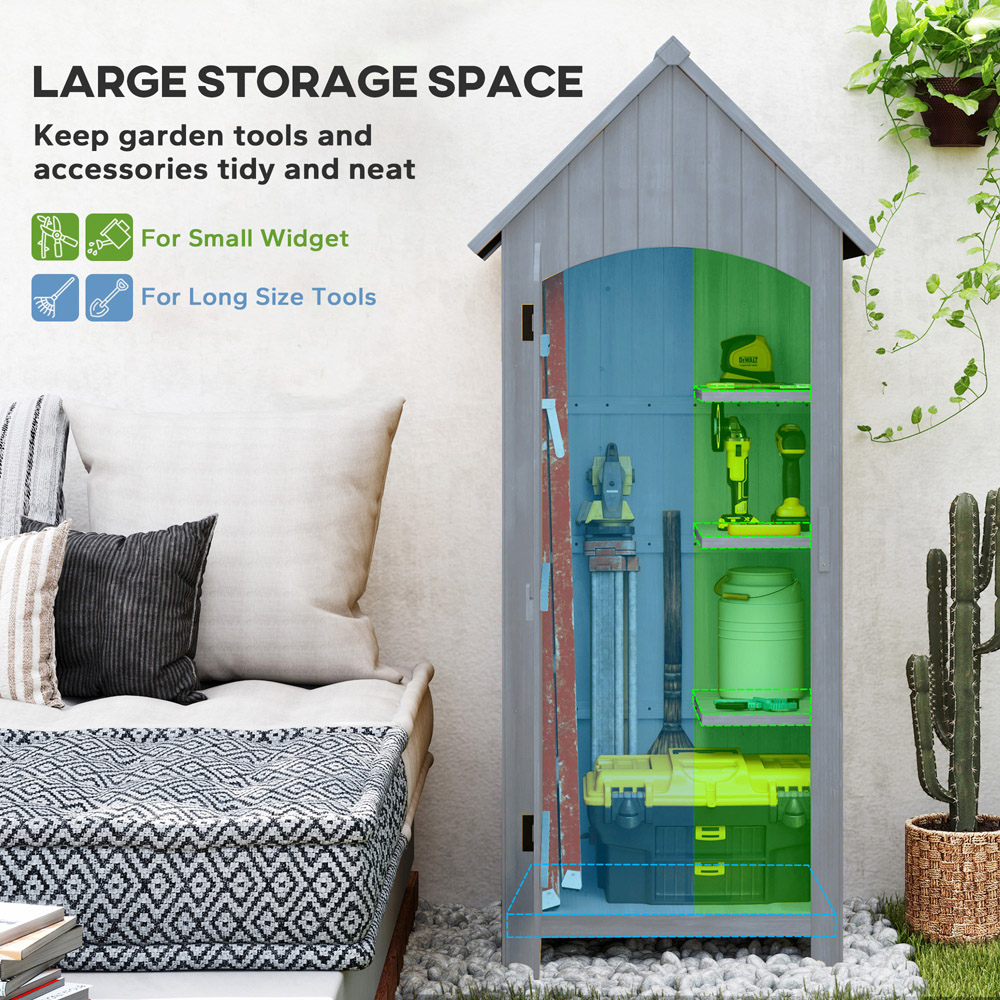 Outsunny 2.1 x 1.5ft 3 Shelf Grey Small Garden Shed with Tilt Roof Image 7
