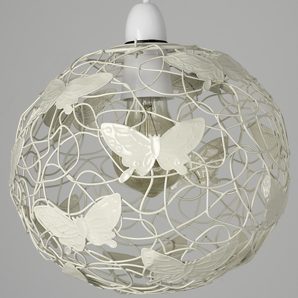 ValueLights Cream Butterfly Lattice Wire Ball Pendant Shade Image 3